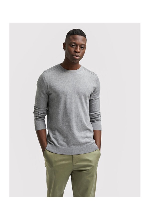 Férfi pulóver, Selected Homme, 301672456, Biopamut, Szürke, Szürke