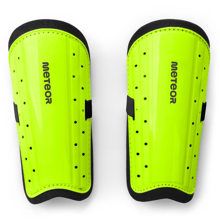 Aparatoare pentru gambe, Meteor, Ciorapi de fotbal, Verde, Reglabile cu velcro, Spuma eva, Protectie impotriva loviturilor, 1 pereche