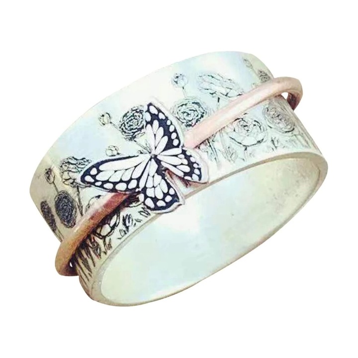Inel personalizat retro cu fluture, bijuterii pentru femei, multicolor, dimensiuni 6-11, set.