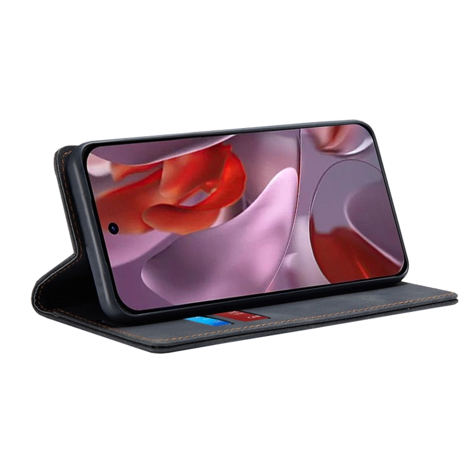 Husa pentru Google Pixel 9a, SKYDDAR INNOVATION, Soft Wallet, tip Carte din piele Eco Premium, cu Portofel Interior, Negru, set cu sticker