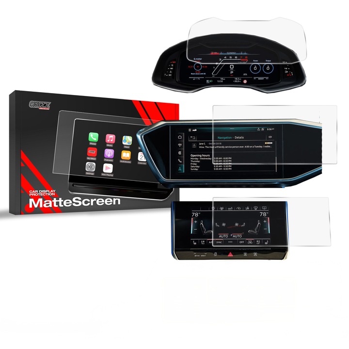 Folie de protectie mata Grizz CarDisplay Protection, set complet, pentru Audi A6 C8 (2018-2024), transparenta