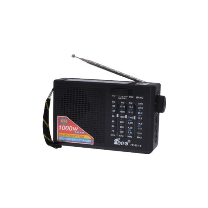 Radio portabil cu incarcare solara si acumulator portabil FP 801 S