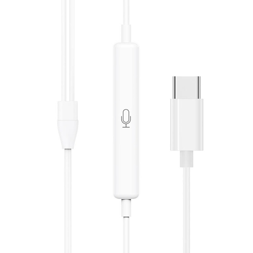 Casti cu Fir, DigikalaX®, In-ear, Microfon & Control Volum, Mufa Type-C, Alb