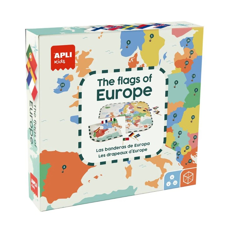 Joc educativ, Puzzle Steagurile Europei, 45 steaguri, APLI, 5 ani+