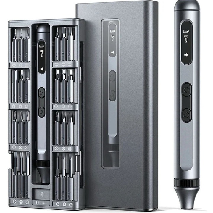 Електрическа отвертка KETYA, висока прецизност, 50 в 1, USB акумулаторна, с LED осветление, магнитна кутия и сменяеми глави, идеална за ремонт на електроника, телефони, лаптопи