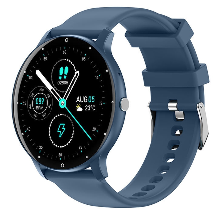 TWINKLER® Okosóra, TKY-ZL02Cpro, okos, fitnesz, sport, alvásfigyelés és egészségügyi mutatók, pulzusszám, SpO2, szilikon szíj, kék, DaFit