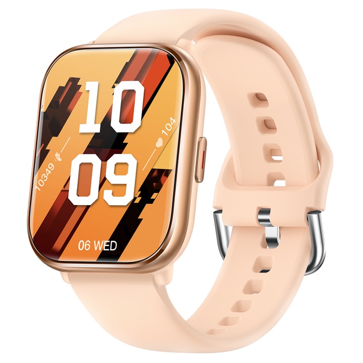 TWINKLER® Okosóra, TKY-KT73S, okos, fitnesz, sport, alvásfigyelés és egészségügyi mutatók, pulzusszám, szilikon szíj, arany, FitCloudPro