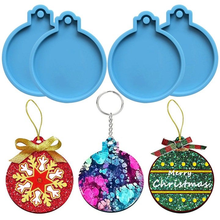 Set 1 matrita silicon rotunda albastra pentru ornamente Craciun 7x7cm