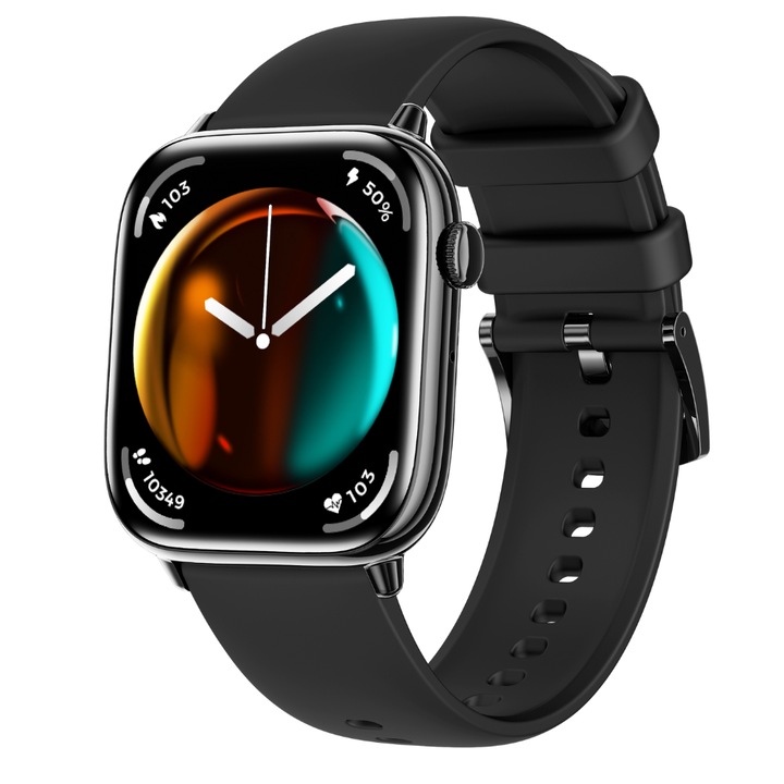 Ceas Smartwatch TWINKLER, HD13, AMOLED, Apeluri Bluetooth, Monitorizare ritm cardiac, SpO2, Tensiune arteriala, Monitorizare somn, Notificari, Moduri sport, Rezistenta la apa IP67/IP68