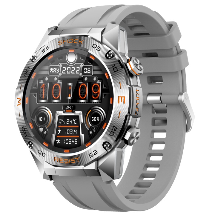 Ceas Smartwatch TWINKLER, FT06, SIM, Apeluri Bluetooth, Monitorizare ritm cardiac, SpO2, Tensiune arteriala, Monitorizare somn, Notificari, Moduri sport, Rezistenta la apa IP67/IP68