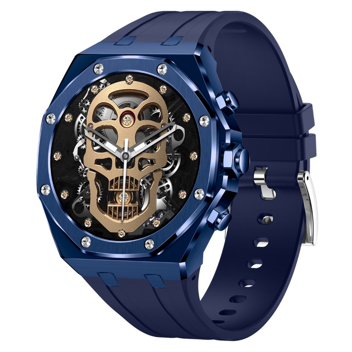 Смарт часовник THINKLER®, TKY-AK68, умен, фитнес, спорт, наблюдение на съня и индикатори за здраве, пулс, SpO2, силиконова каишка, син, DaFit