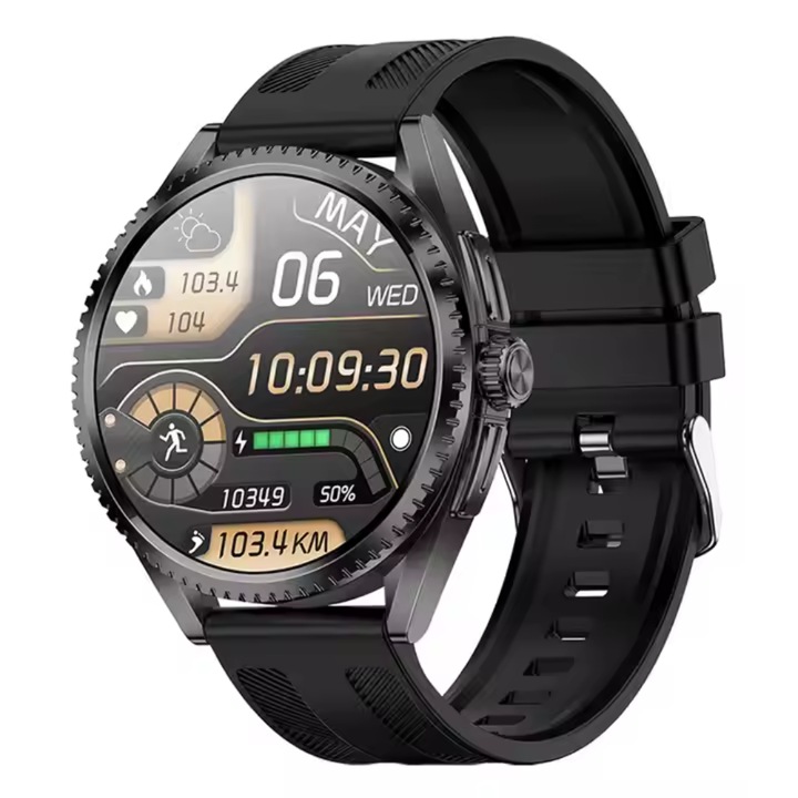 TWINKLER® Okosóra, TKY25, 1,75"-os AMOLED kijelző, okos-, fitnesz-, sport-, alvásfigyelés és egészségügyi mutatók, pulzusszám, SpO2, közösségi média értesítések, LED zseblámpa, fekete, FitCloudPro