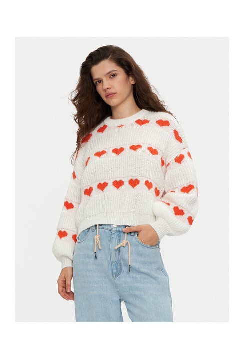 Pulover dama, Pieces, 304503276, Poliester reciclat/Poliester, Bej, Bej