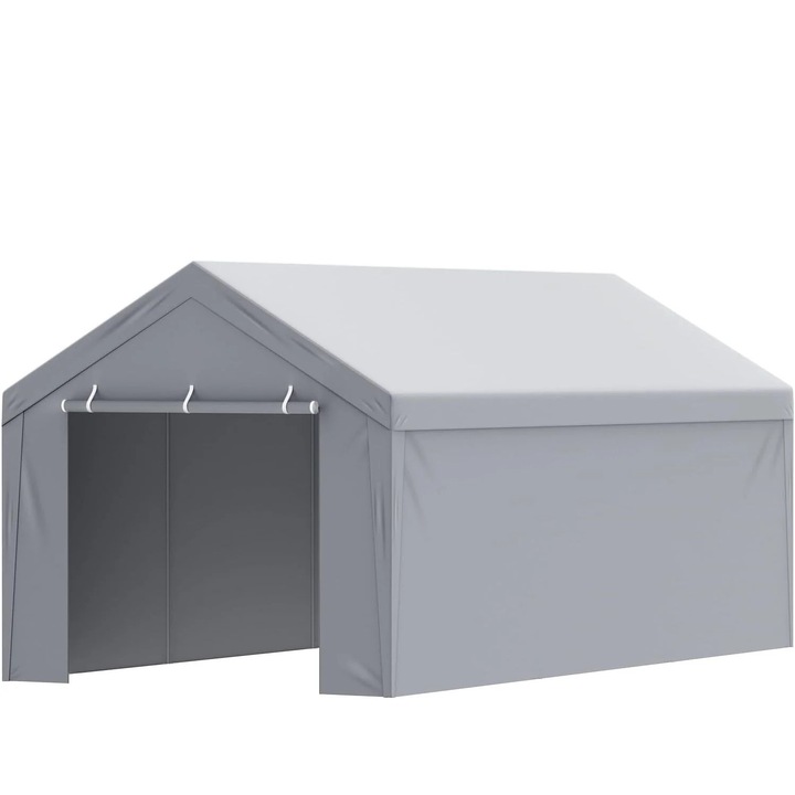 Покривало за гаражен навес, 10x20 фута, водоустойчиво и UV-защитено, сиво