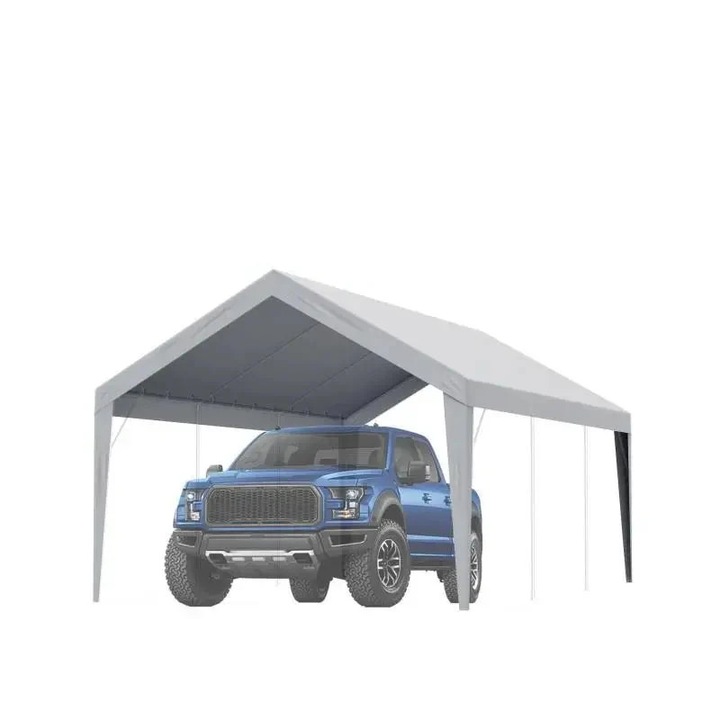 Покривало за гаражен навес, 10x20 фута, тежък водоустойчив и UV-защитен, бял плот