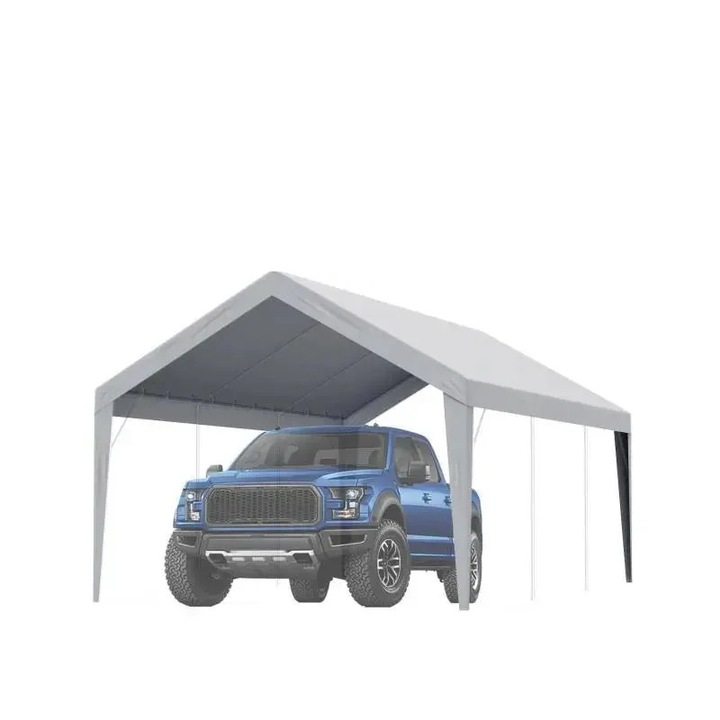 Покривало за гаражен навес, 12x20 фута, водоустойчиво и UV-защитено, сив горен