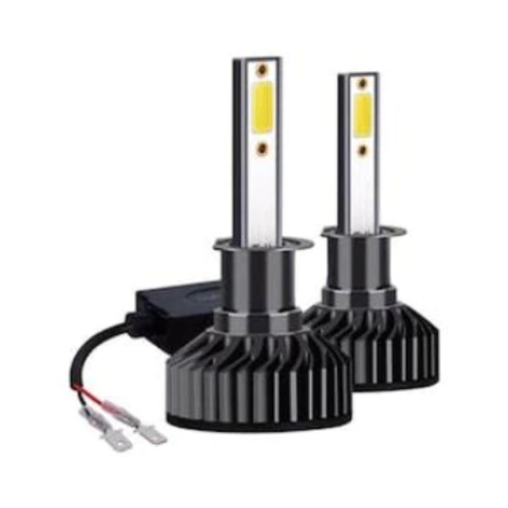 Set 2 Becuri Led H1 F2 COB Canbus 100W Lumina Alb-Rece 12.000 Lumeni