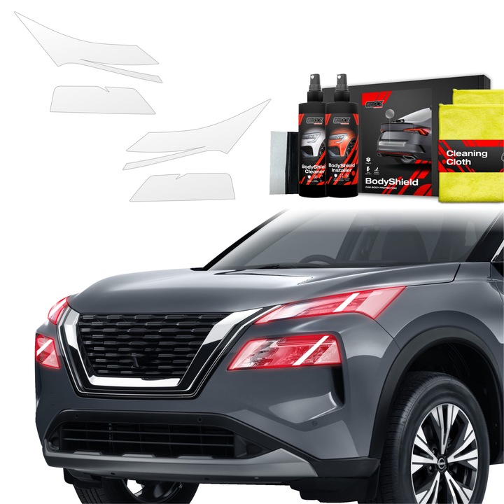 4in1 Folie de protectie a vopselei pentru Nissan X-Trail Facelift (2024-2025) TPU folie de protectie faruri