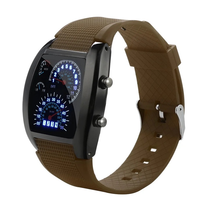 Ceas sportiv barbati, LED, multicolor, functie de cronometru