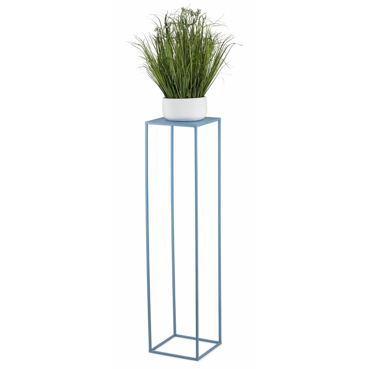 Suport De Flori Metalic, HowHomely, Uni, Azur Albastru, 70 cm, 24 cm, Suport Minimalist Pentru Plante De Interior, Ideal Pentru Living, Dormitor, Birou, Terasa