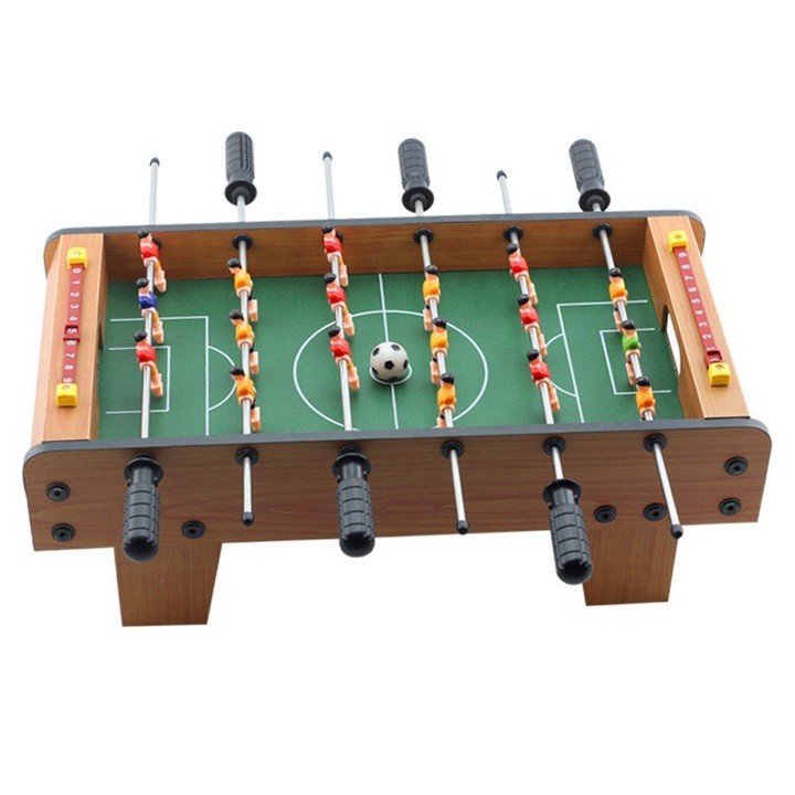 Masa de Fotbal cu Teren si 18 Jucatori GIMASE, 6 Manere, cu Tablou pentru Scor, din Metal, Lemn si ABS, 69 x 36.5 x 23 cm, cu Picioare, pentru copii/adulti