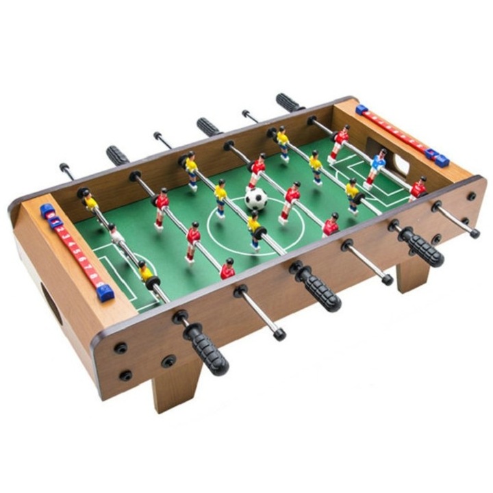 Mini Masa de Fotbal cu Teren si 18 Jucatori GIMASE, 6 Manere, cu Tablou pentru Scor, din Metal, Lemn si ABS, 50 x 25 x 16 cm, cu Picioruse, pentru copii/adulti