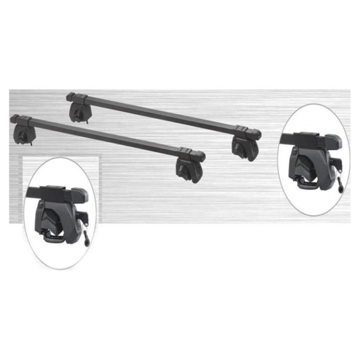 Set bare portbagaj universale transversale cu cheie - montare pe barele longitudinale distantate
