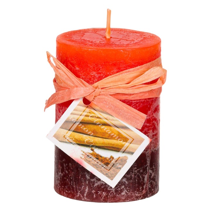 Оранжево червено кафява свещ с аромат на канела Ø5x7.5см