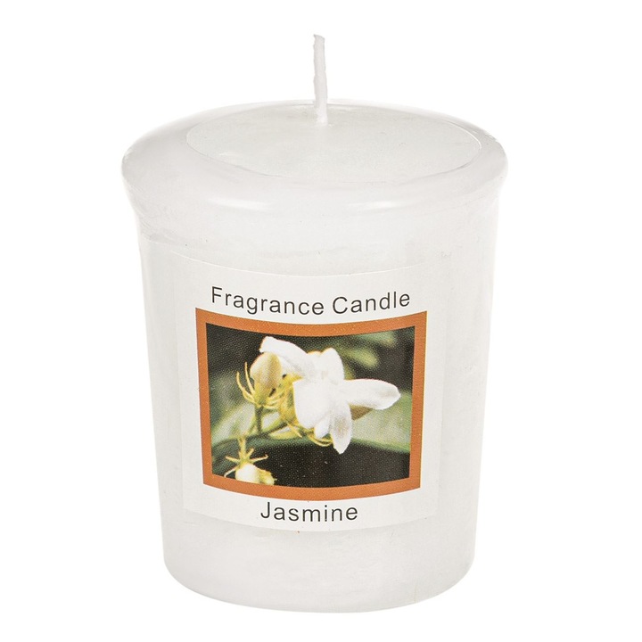 Бяла оброчна ароматна свещ с аромат на жасмин Ø4.5x5см