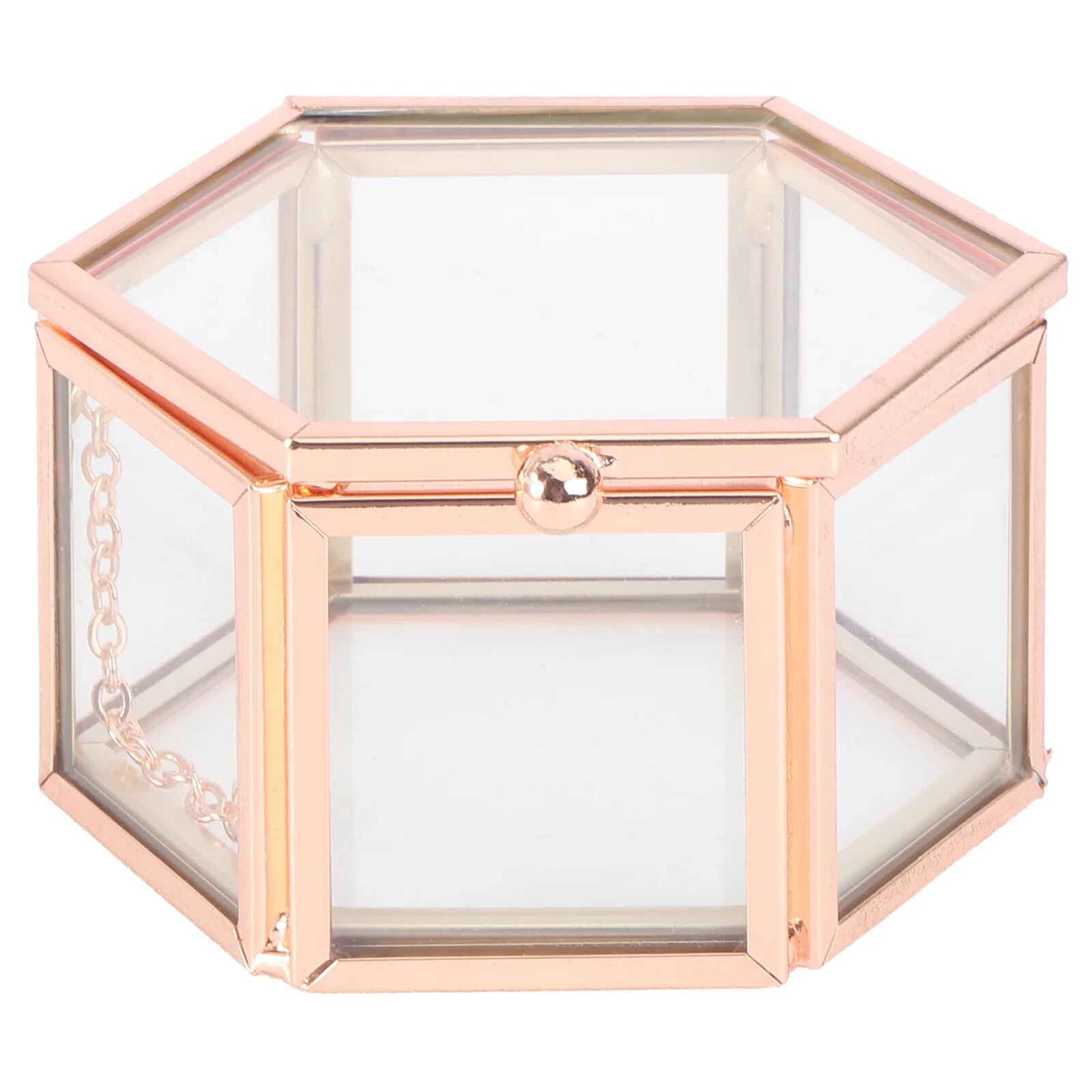 Cutie bijuterii hexagonala din sticla, set, multicolor, 7.5x7x4