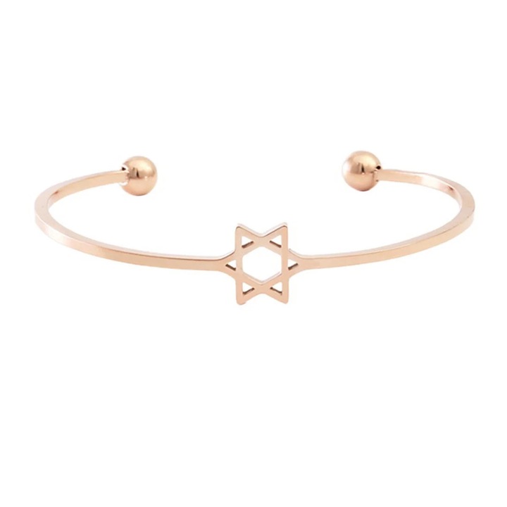 Bratara pentru femei, design stea, roz aurie, 16x6x0.5cm, set bijuterii