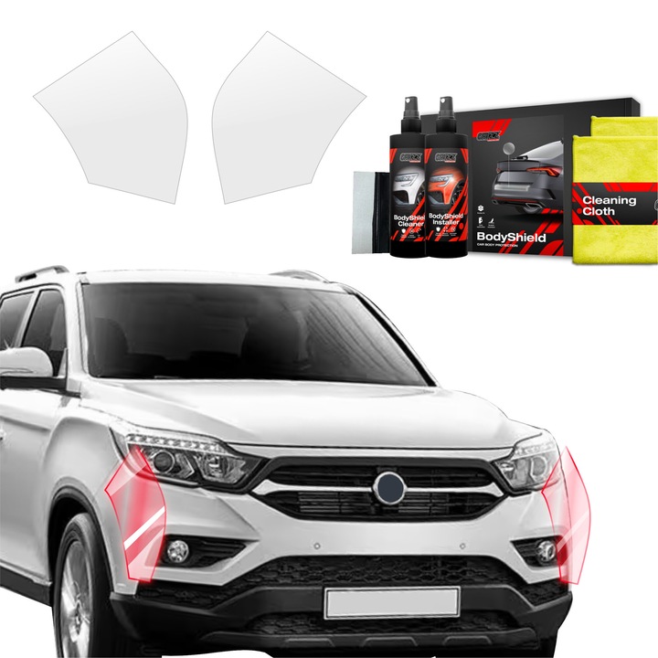 2in1 Folie de protectie a vopselei pentru SsangYong Musso (2023-2025) Folie de protectie a barei de protectie TPU