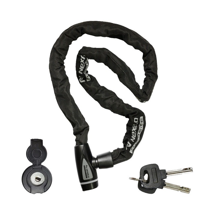 Kerékpár lopásgátló, Nexelo, lánc, 1200mm, 8mm, fekete