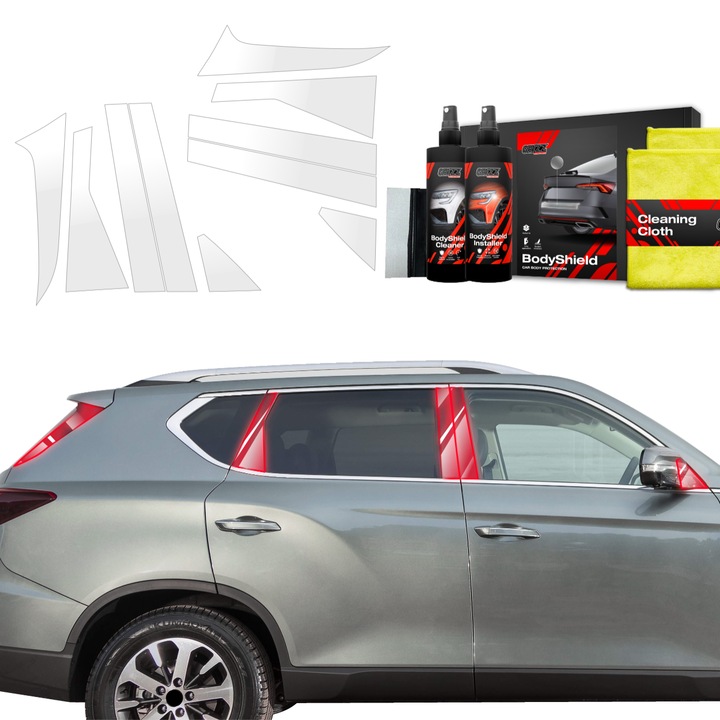 Film de protectie a vopselei 10in1 pentru SsangYong Rexton (2023-2025) Film de protectie TPU A B C Columna