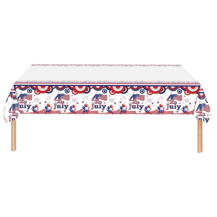 YANYXR Függetlenség Napja Parti Terítő 137x274cm fehér-kék-piros