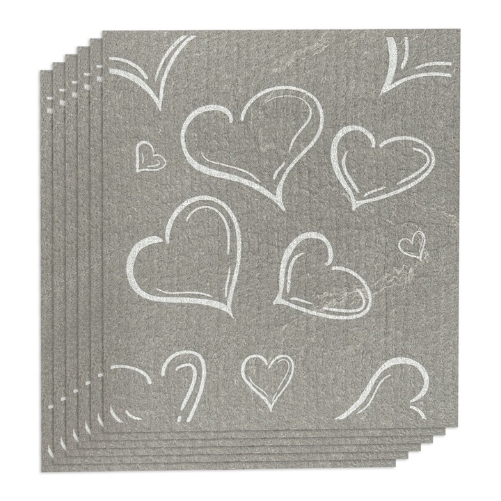 Set de 6 lavete reutilizabile ecologice, biodegradabile, lavabile, design scandinav, sigure pentru alimente, Curatare sticla, Fara particule de prosoape, fara amprente de apa, Fara ranire a suprafetei