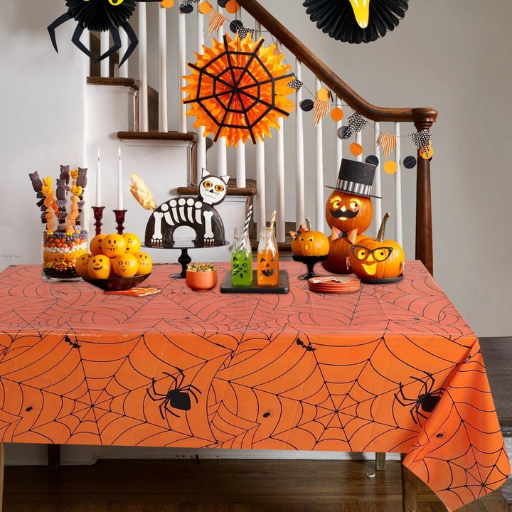 YANYXR Halloween asztalterítő, többszínű, 137x274cm, strapabíró és vízálló