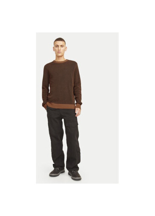 Мъжки пуловер, Jack and Jones, 304514241, Органичен памук/Памук, Кафяв, Кафяв