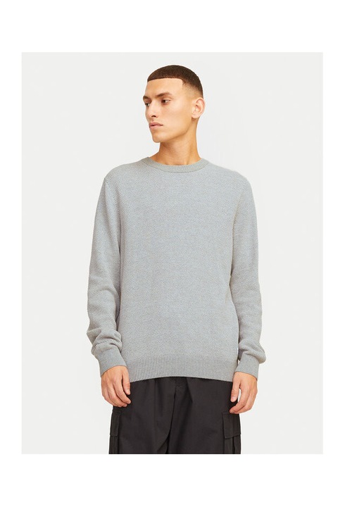 Мъжки пуловер, Jack and Jones, 304514234, Органичен памук/Памук, Сив, Сив