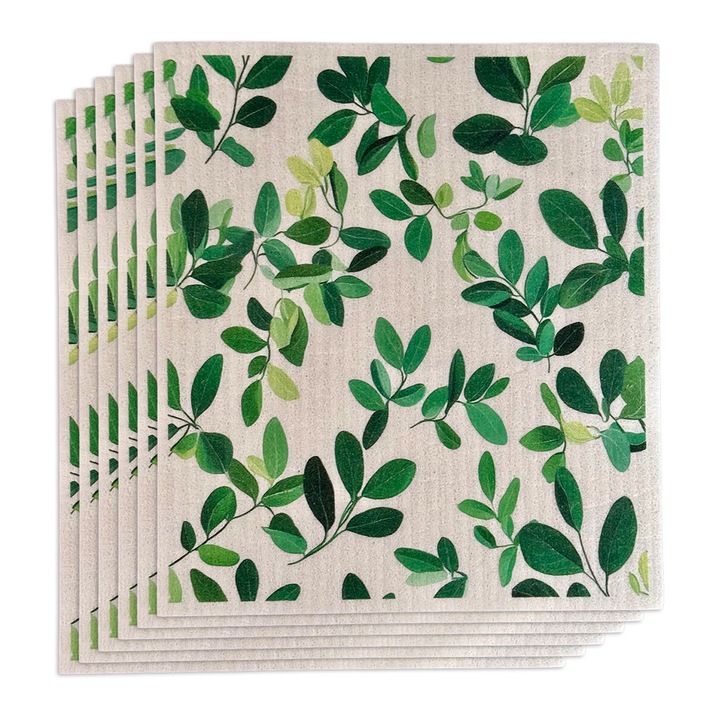 Set de 6 lavete reutilizabile ecologice, biodegradabile, lavabile, design scandinav, sigure pentru alimente, Curatare sticla, Fara particule de prosoape, fara amprente de apa, Fara ranire a suprafetei