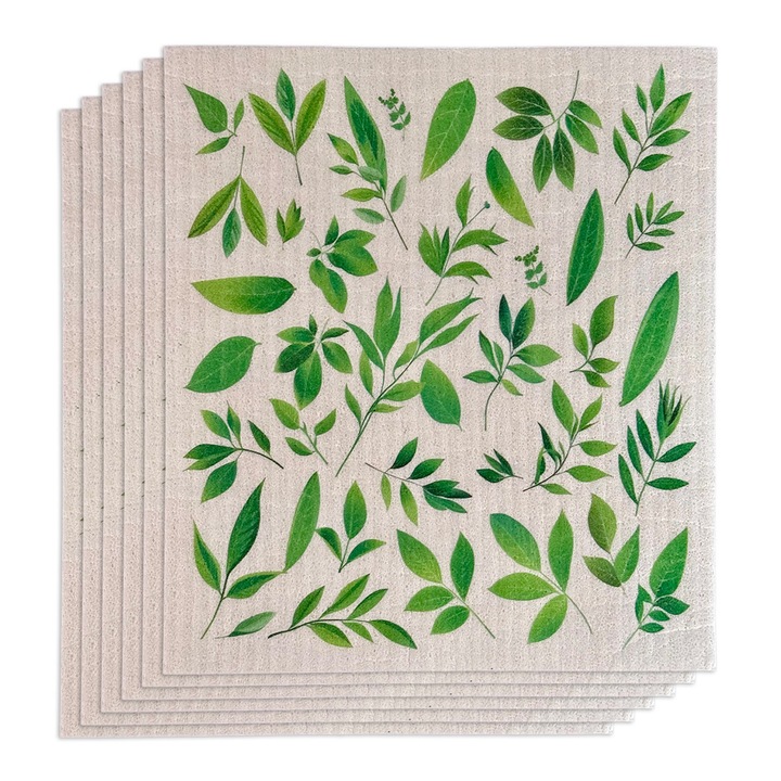 Set de 6 lavete reutilizabile ecologice, biodegradabile, lavabile, design scandinav, sigure pentru alimente, Curatare sticla, Fara particule de prosoape, fara amprente de apa, Fara ranire a suprafetei