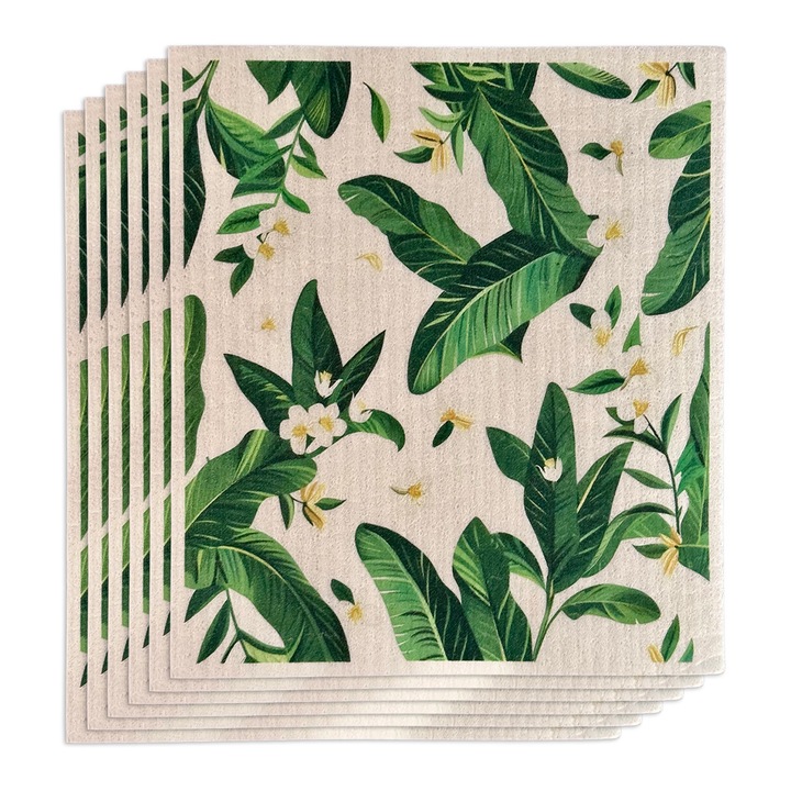 Set de 6 lavete reutilizabile ecologice, biodegradabile, lavabile, design scandinav, sigure pentru alimente, Curatare sticla, Fara particule de prosoape, fara amprente de apa, Fara ranire a suprafetei