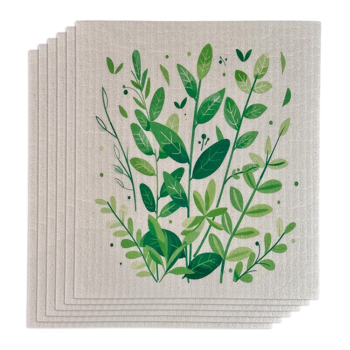 Set de 6 lavete reutilizabile ecologice, biodegradabile, lavabile, design scandinav, sigure pentru alimente, Curatare sticla, Fara particule de prosoape, fara amprente de apa, Fara ranire a suprafetei