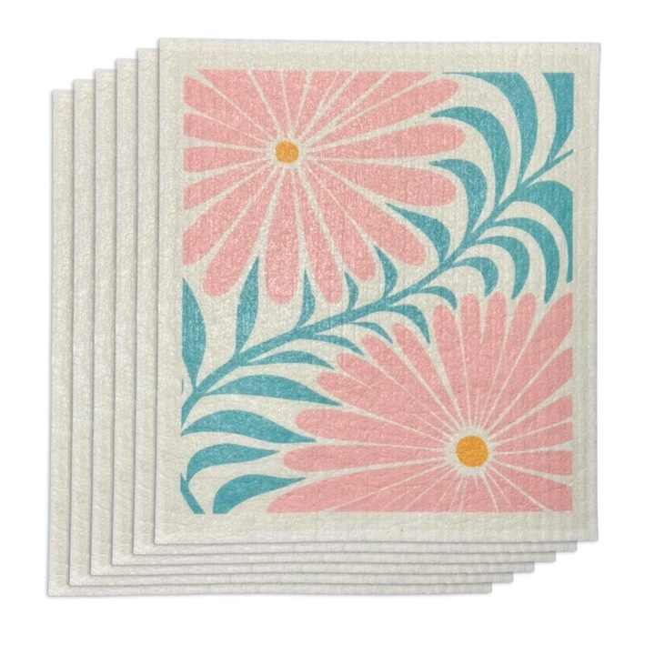 Set de 6 lavete reutilizabile ecologice, biodegradabile, lavabile, design scandinav, sigure pentru alimente, Curatare sticla, Fara particule de prosoape, fara amprente de apa, Fara ranire a suprafetei