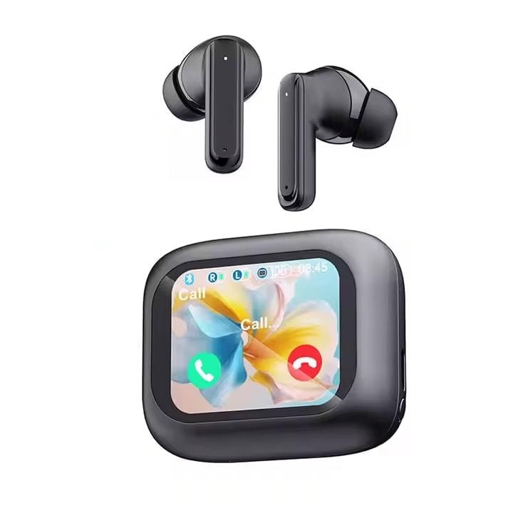 CatTec vezeték nélküli bluetooth fülhallgató, Aktív zajszűréssel (ANC) és környezeti zajszűréssel (ENC), LCD érintőképernyővel, Bluetooth 5.4, IPX4 vízállósággal, nagy, 320 mAh-s akkumulátorral