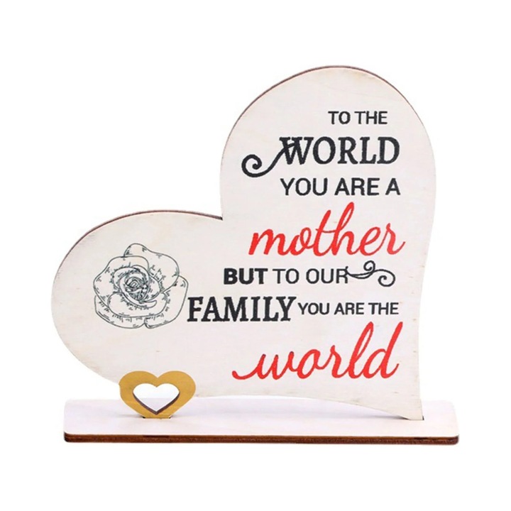 Cadou personalizat pentru mama, 7.48x7.28x1.57 inch, din lemn, design floral, multicolor