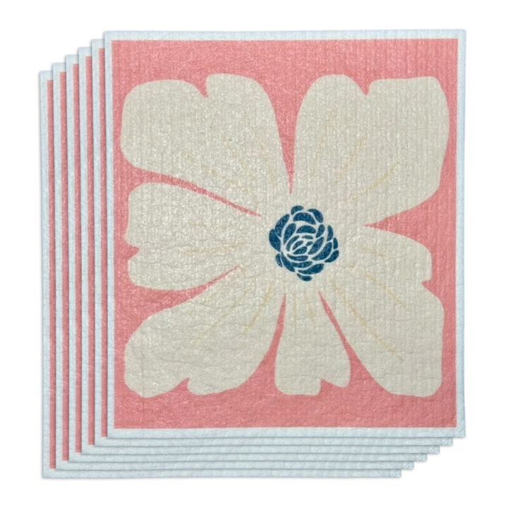 Set de 6 lavete reutilizabile ecologice, biodegradabile, lavabile, design scandinav, sigure pentru alimente, Curatare sticla, Fara particule de prosoape, fara amprente de apa, Fara ranire a suprafetei