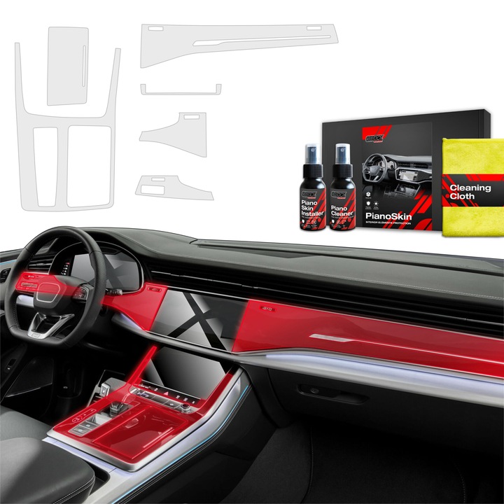 Folie de protectie auto Grizz, set 6in1, pentru interior Audi RSQ8, transparent, montaj usor