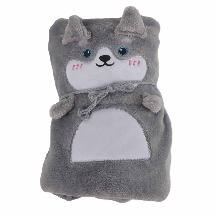 Cuvertura cu gluga, Enforose, forma de animal, 100x100cm, moale si portabila