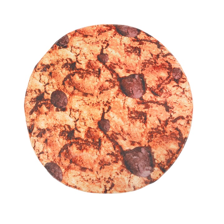 Cuvertura multifunctionala Enforose, material acril, 100x100cm, antiderapant, model biscuiti cu ciocolata